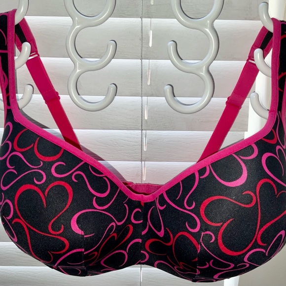 CACIQUE HOT PINK HEARTS 38 G LIGHTLY LINED BRA - Picture 2 of 8
